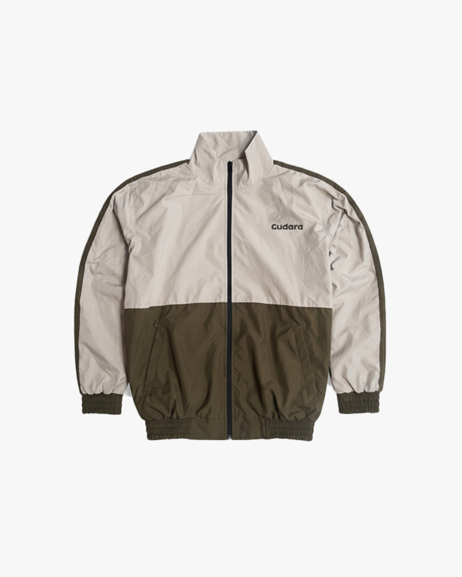 Jaket Tracktop Two Strip - Cream Olive