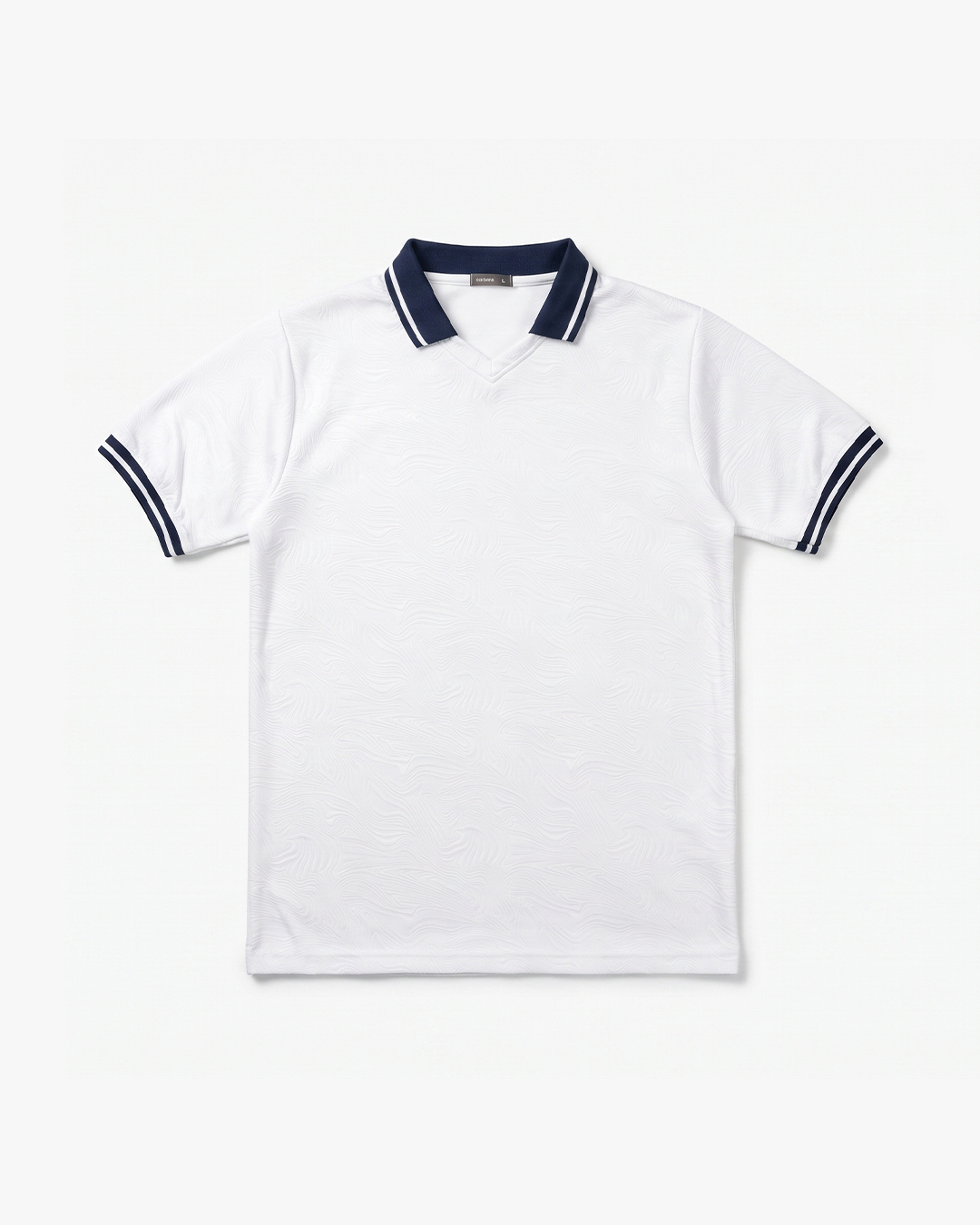 Jersey Embos Kerah Rib Putih
